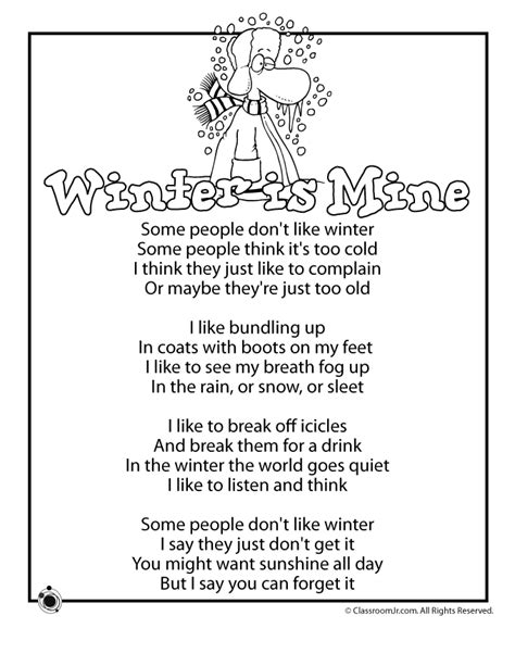 Winter Is Mine Kids Poem Woo Jr Kids Activities Childrens