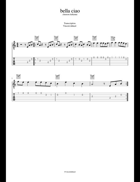 Bella Ciao Sheet Music For Guitar Download Free In Pdf Or Midi