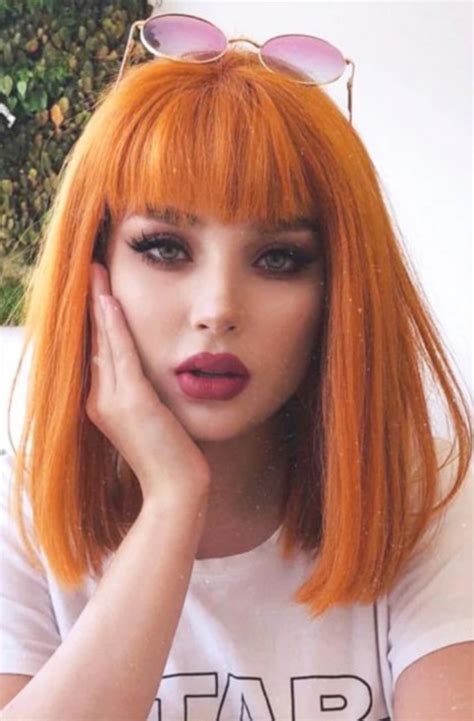 Short Straight Orange Color Bob Wig Synthetic Hair Wig For Etsy