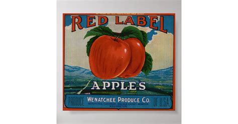 Vintage Old Apple Fruit Crate Labels Poster