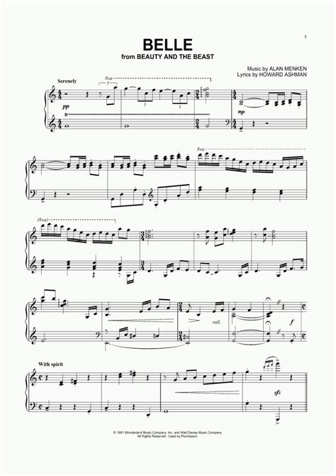 Belle Piano Sheet Music Onlinepianist
