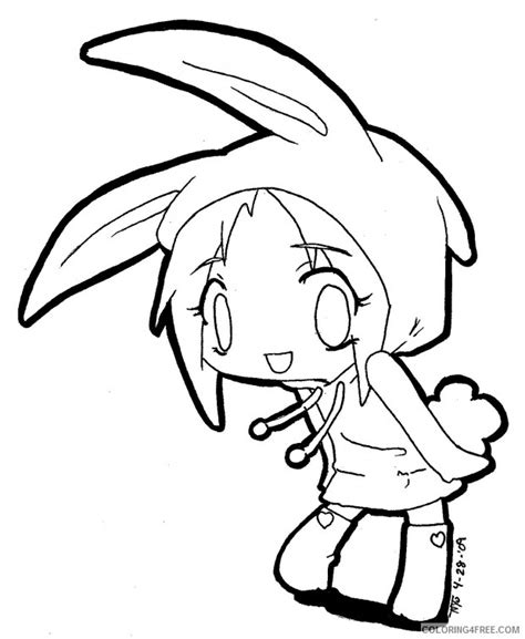 Cute Anime Coloring Pages With Bunny Costume Coloring4free