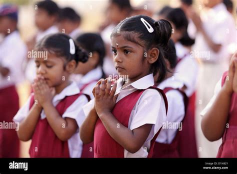 Indian School Kids Praying