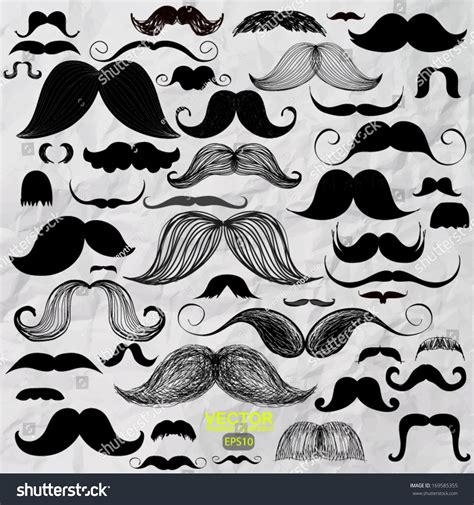 Hand Drawn Mustache Set Vector 169585355 Shutterstock