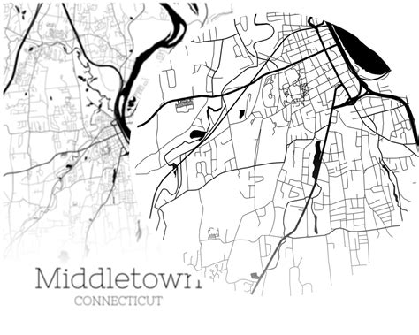Middletown Map Instant Download Middletown Connecticut City Etsy