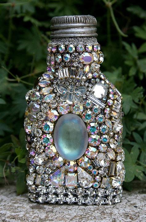 Jeweled Bottle Encrusted Jewelry Antique Rhinestones Crystals Raw