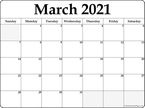 We are proud to offer simple, sleek calendars in the pdf format so that anyone can be prepared. March 2021 blank calendar collection.