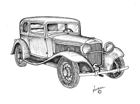 Pen And Ink Car Drawings Outsideweddingoutfitguestmen