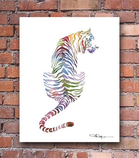 Tiger Art Print Watercolor Colorful Abstract Painting Etsy Tigre