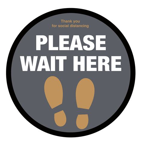 Please Wait Here With Symbol Social Distancing Circular Floor Marker