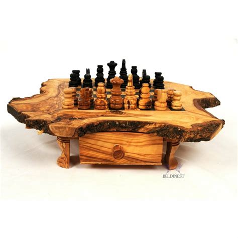 Beldinest Olive Wood Large Chess Game Rustic Handmade Wooden Chess Set