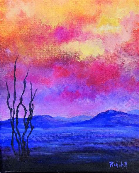 Desert Sunset Painting By Roseanne Schellenberger Fine Art America