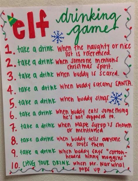 Elf Drinking Game Christmas Drinking Christmas Drinking Games Movie