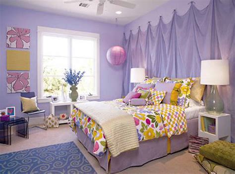 Girly Purple Pink And Yellow Bedroom For A Little Girl