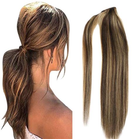 Easyouth 18 Inch Ponytail Hair Extensions Darker Brown