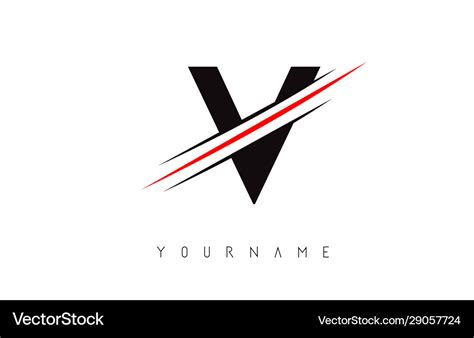 V Letter Logo Design With Creative Red Cut Vector Image