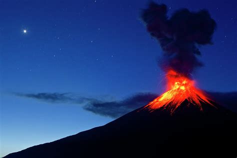 Tungurahua Volcano Erupting At Dawn Tungurahua Ecuador Photograph By