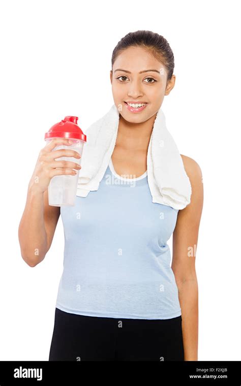 1 Indian Adult Woman Fitness Drinking Water Stock Photo Alamy