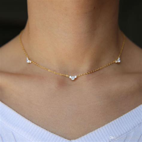 Wholesale Cz Station Collarbone Choker Chain Necklace Simple Women Girl