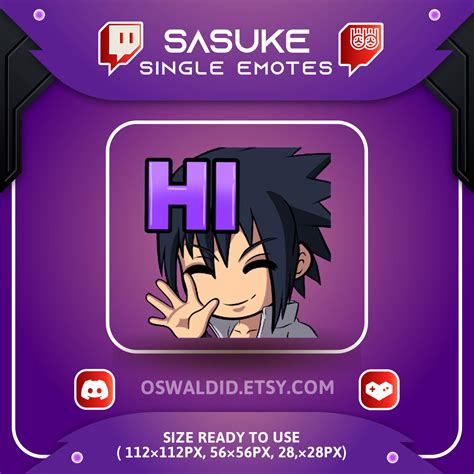 Sasuke Emojis Sasuke Emotes Hi Twitch Emote Sub Badges Etsy India