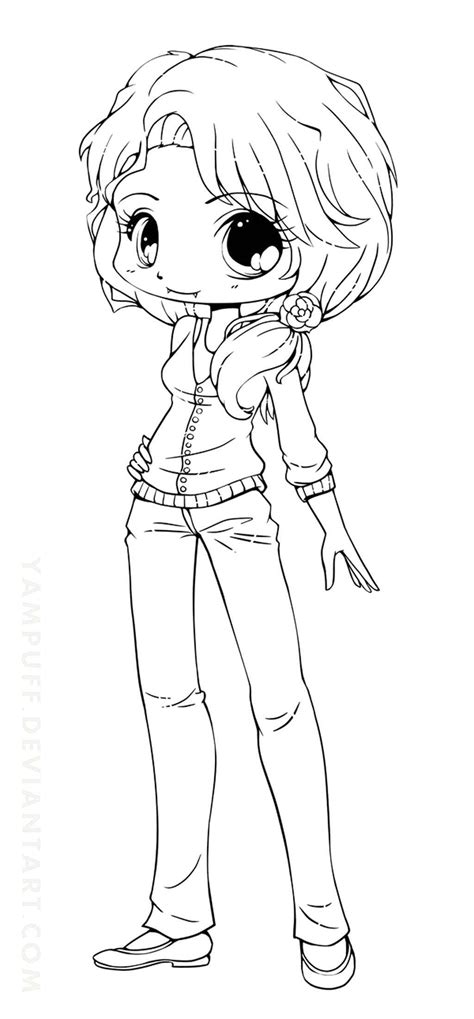 Cute Girl Coloring Pages Chibi Anime Girl Coloring Pages Simple