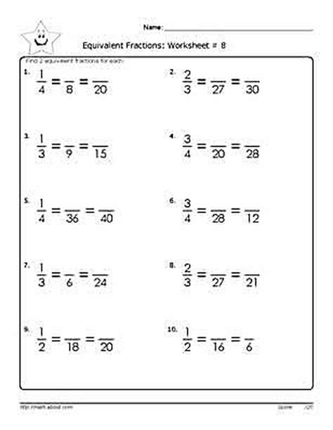 Answer Key Equivalent Fractions Worksheet With Answers Kidsworksheetfun