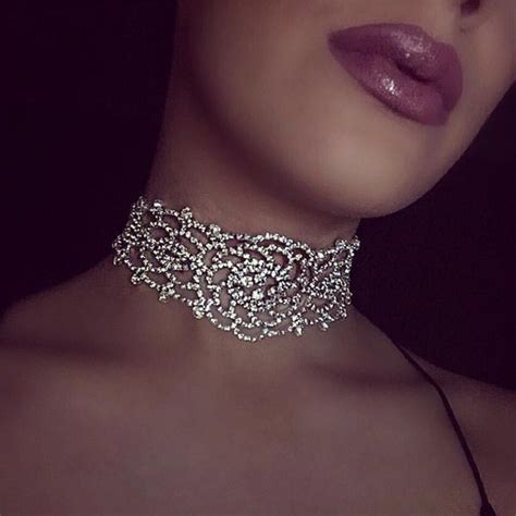 Sexy Luxury Hollow Rhinestone Crystal Choker Necklace For Party Elegant Wedding Jewelry