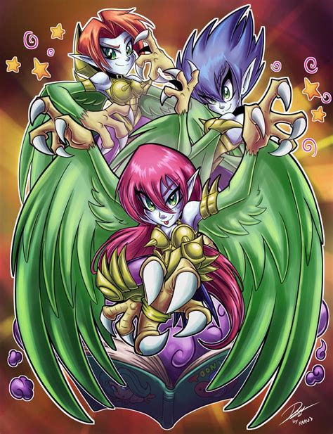 Toon Harpie Lady Sisters By Kraus Illustration On Deviantart Custom Yugioh Cards Pokemon