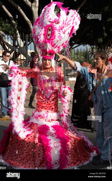 Drag Queen At Carnival On Gran Canaria In The Canary Islands Stock