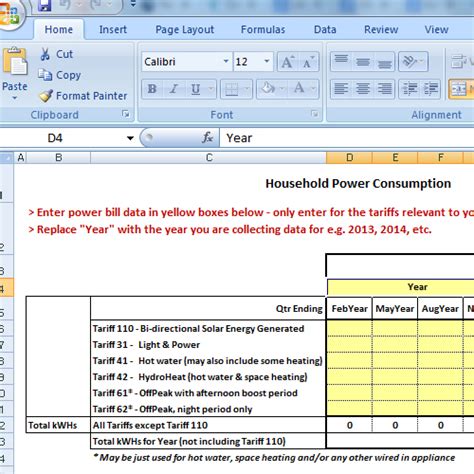 Power Consumption Excel Spreadsheet