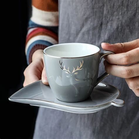 European Style Luxury Coffee Mug Ceramic Cup And Saucer Set Household