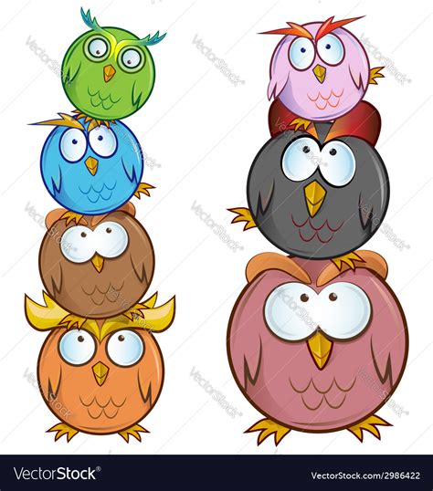 Funny Owl Cartoon Group Royalty Free Vector Image