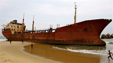 The Panagia F At Shipwreck Beach Praia Santiago Angola Abandoned