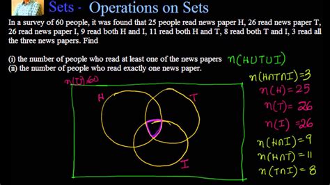 Sets Operations On Sets Example Involving 3 Sets Youtube