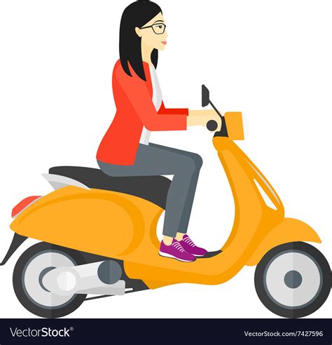 Woman Riding Scooter Royalty Free Vector Image