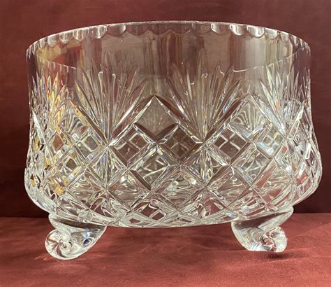 Vintage 3 Footed Cut Glass Bowl Beautiful Heavy 8 3 4 Etsy
