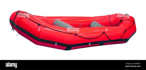 Inflatable Red Rubber Boat Isolated With Clipping Path Included Stock
