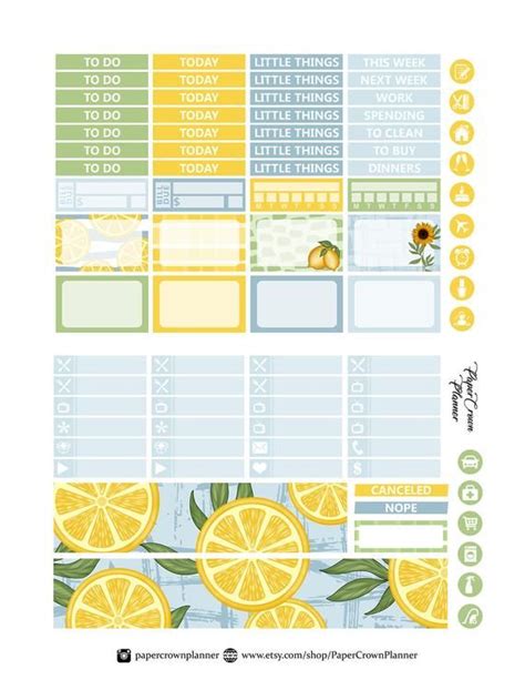 Lemonade Stand Printable Planner Stickersweekly Planner Etsy