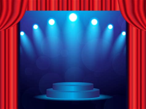 Premium Vector Blue Stage Background With Closed