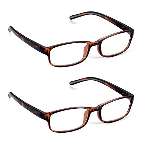 Read Optics 2 Pack Brown Tortoiseshell Square Reading Glasses For Men