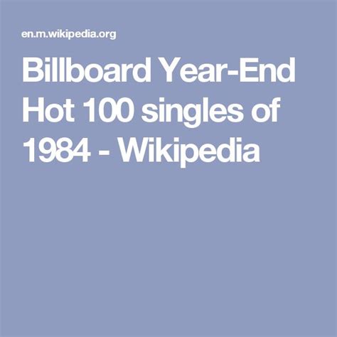 Billboard Year End Hot 100 Singles Of 1984 Wikipedia Hottest 100 Billboard The 100