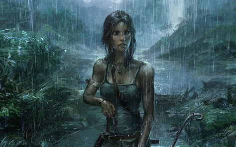 1680x1050 Lara Croft Tomb Raider Rain Weather 4k 1680x1050 Resolution Hd 4k Wallpapers Images