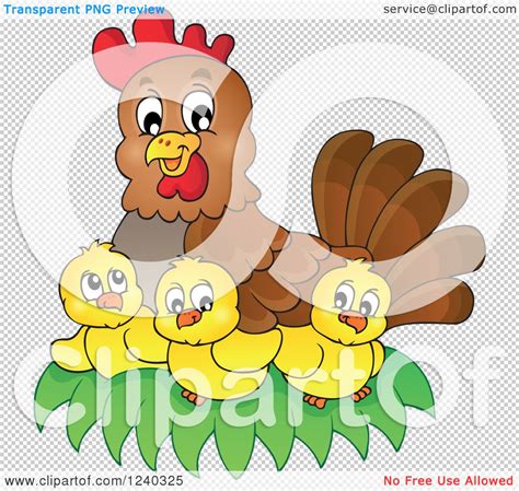 Clipart Of A Happy Mother Hen And Chicks Royalty Free Vector Illustration By Visekart