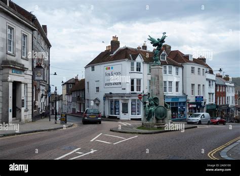 Lewes High Street And Memorial Lewes East Sussex England Stock Photo