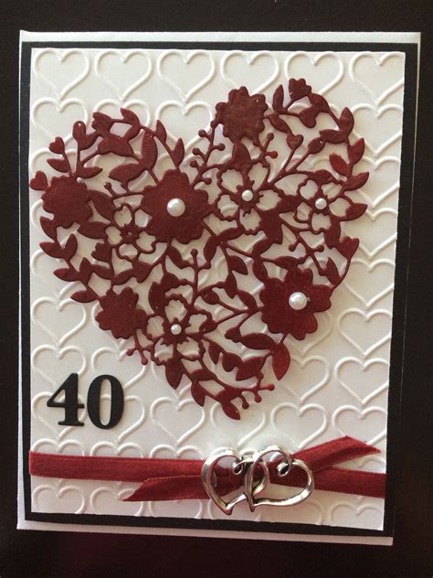 Bloomin Heart Thinlit For 40th Anniversary Ruby Invitation 40th