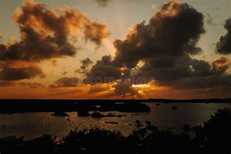 Stunning Sunset Over A Peaceful Visible On The Horizon In Progreso