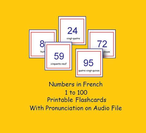 FRENCH NUMBER FLASHCARDS 1/100 with Pronunciation on Audio File,Numbers ...