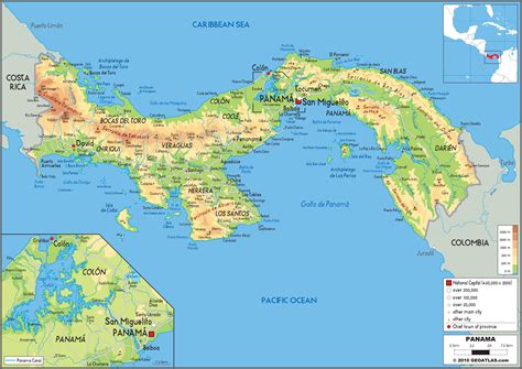 Panama Physical Wall Map By Graphiogre Mapsales