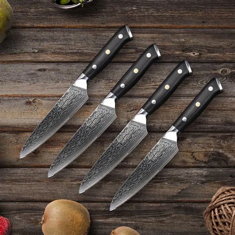 Sunnecko 4pcs Kitchen Knife Set 5steak Chef Knives Japanese Damascus
