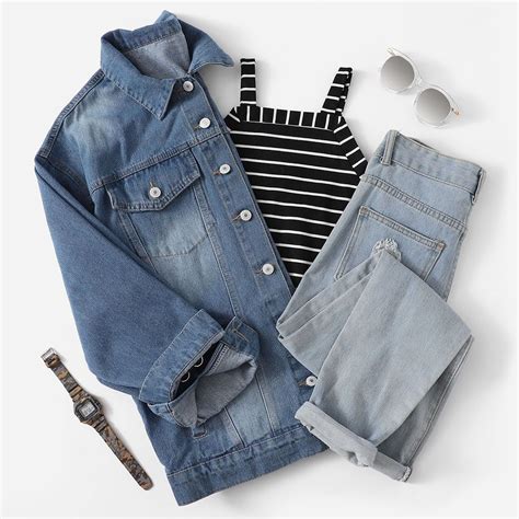 Lace Up Faded Denim Jacket Casual Outfits Cute Outfits Clothes